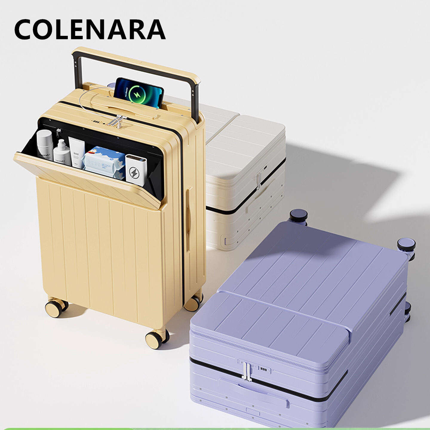 Front Opening Laptop Luggage 24 Inch - COLENARA Koper Multifungsi dengan Pengisian Daya,