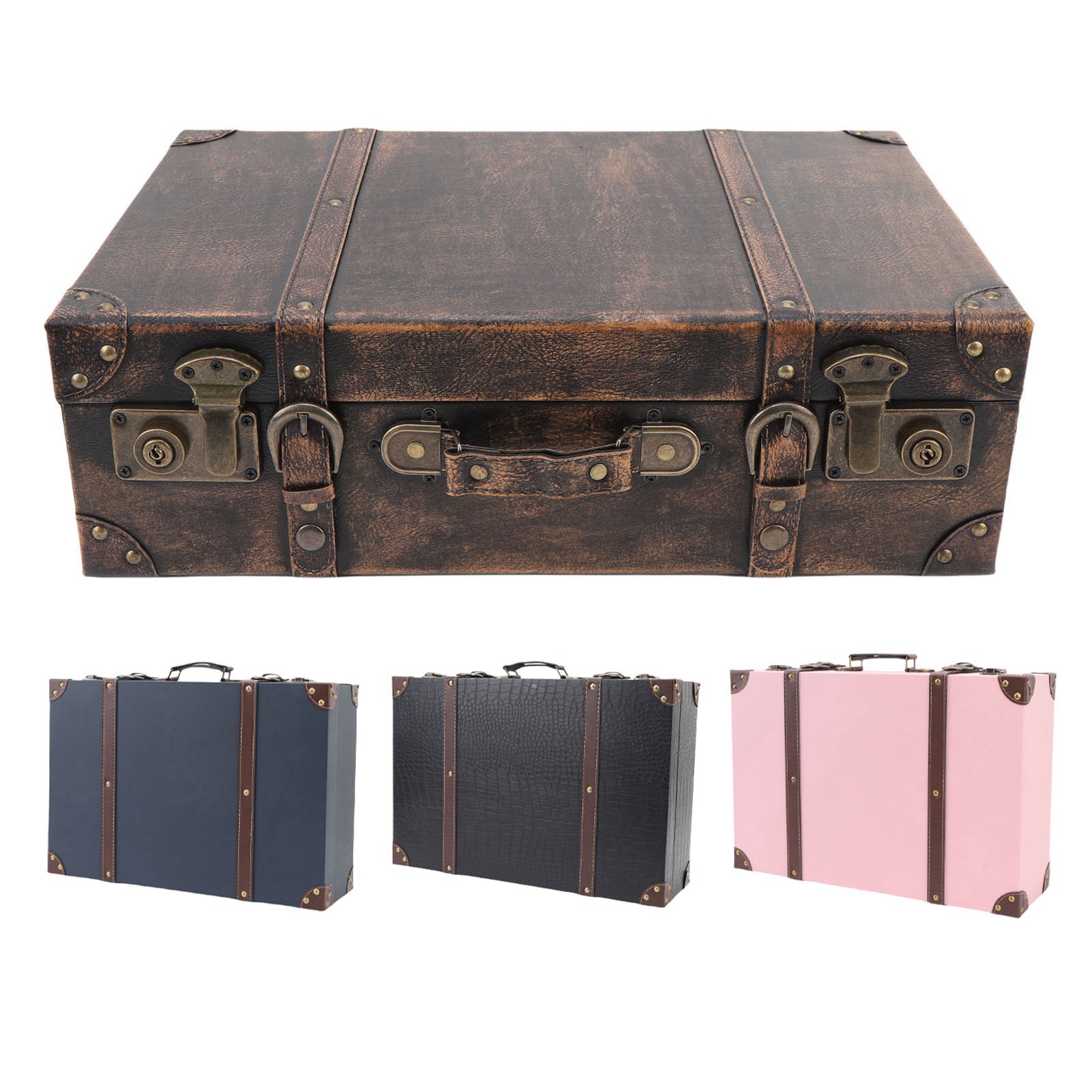 Retro Vintage Trunk Suitcase - Kotak Koper Vintage Gaya Perjalanan Dekoratif