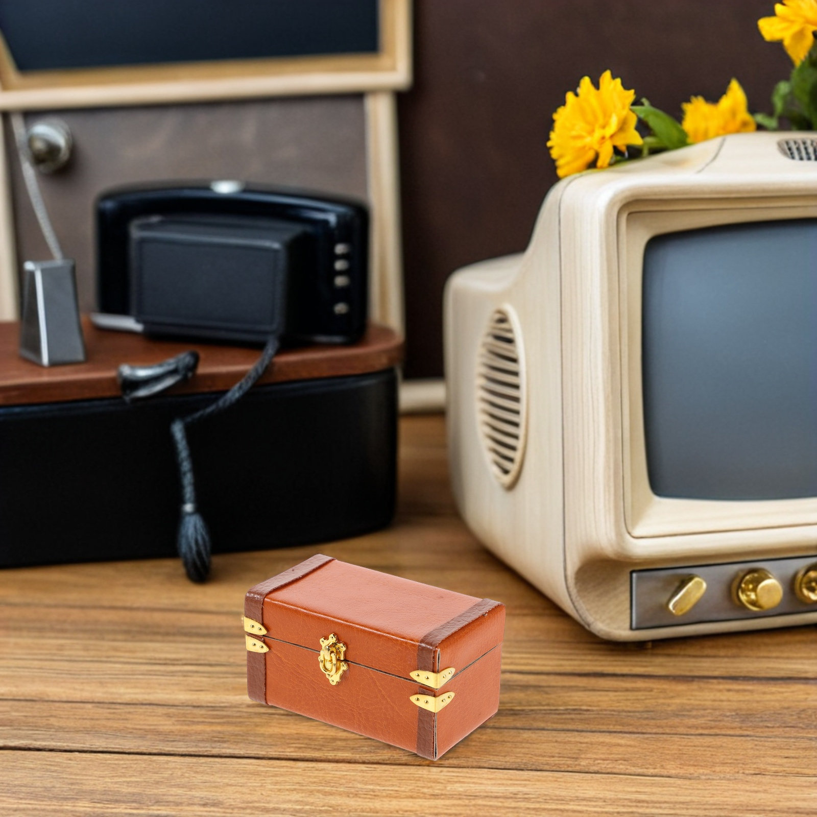 Retro Vintage Trunk Suitcase - Koper Miniatur Vintage Gaya Retro, Ringan,