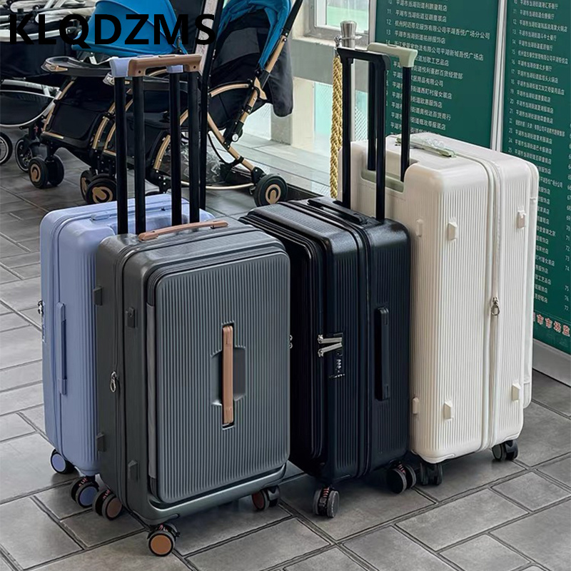 Front Opening Laptop Luggage 24 Inch - KLQDZMS Tas Koper Bergulir dengan Bukaan