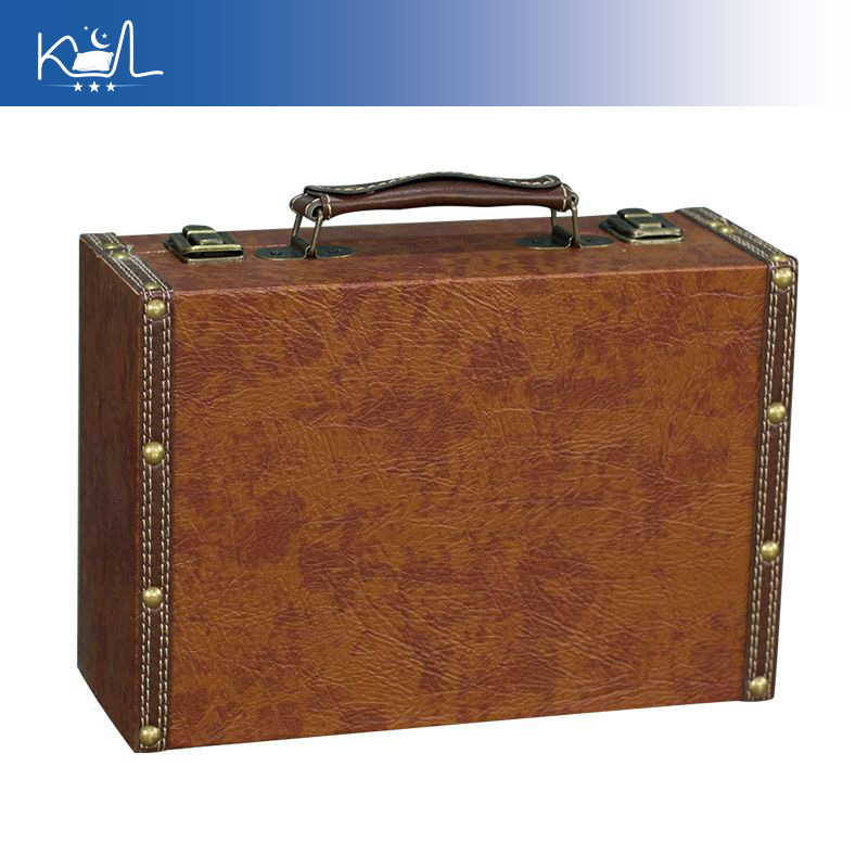 Retro Vintage Trunk Suitcase - Kotak Penyimpanan Koper Dekoratif Cokelat Vintage,