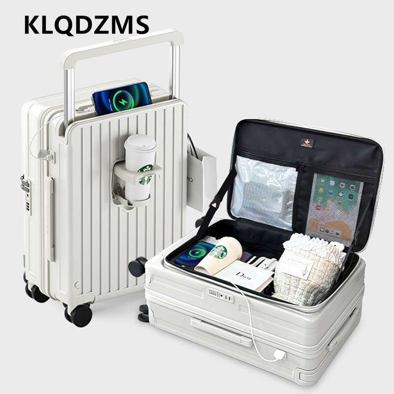 Front Opening Laptop Luggage 24 Inch - KLQDZMS Koper Pengisi Daya dengan Bukaan