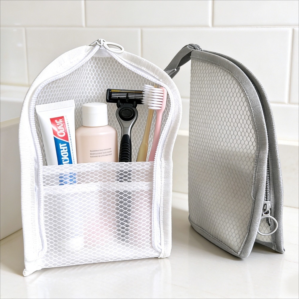 Cosmetic Bags - Tas Perlengkapan Mandi Berbahan Mesh, Bernapas,