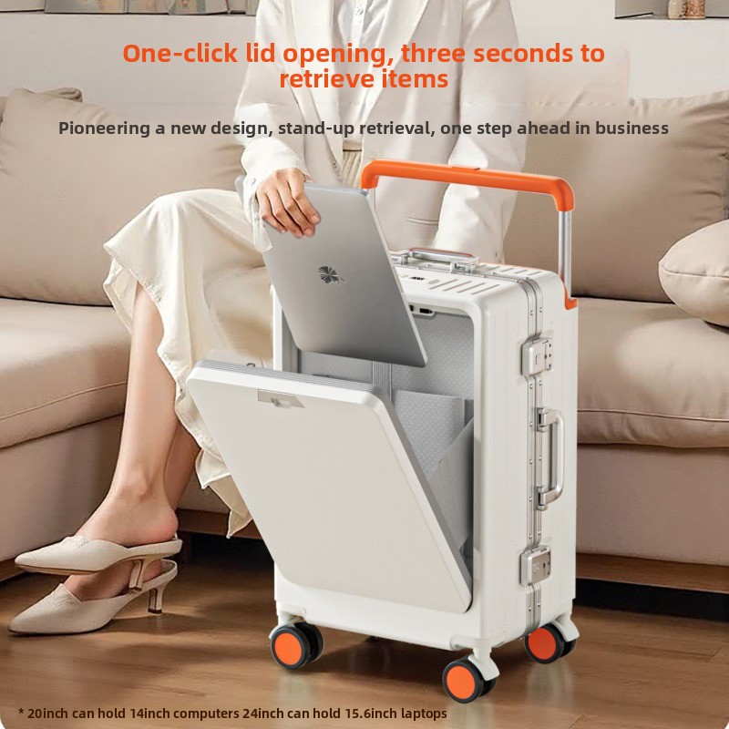 Front Opening Laptop Luggage 24 Inch - Koper Aluminium 20/24/26 inci dengan Bukaan