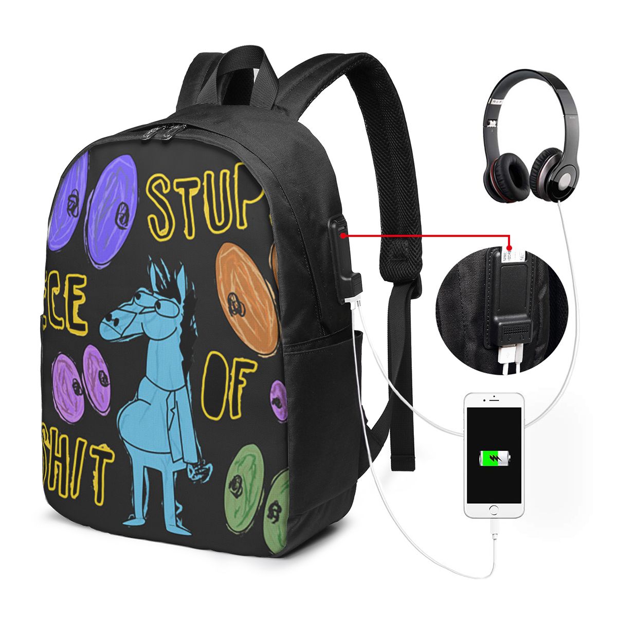Travel Bags - Kartun Bojack Horseman Stupid Piece Of