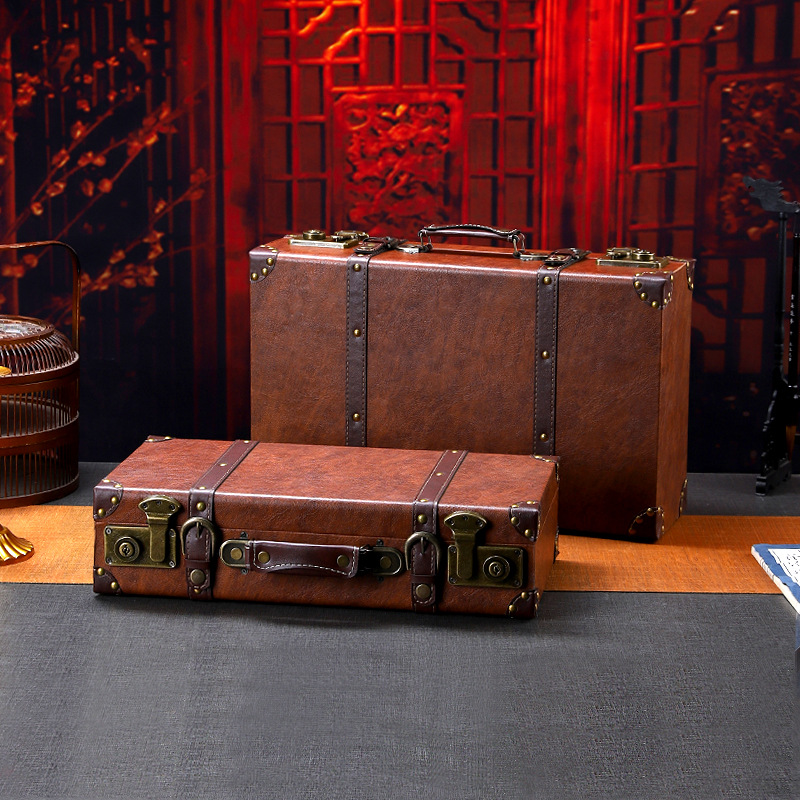 Retro Vintage Trunk Suitcase - Kotak Penyimpanan Kayu Vintage Multi-Fungsi Retro