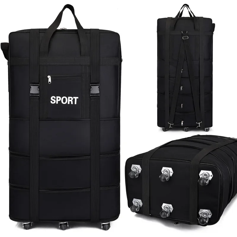 Foldable Rolling Luggage Bag - Tas kotak-kotak maskapai Plus tas penyimpanan