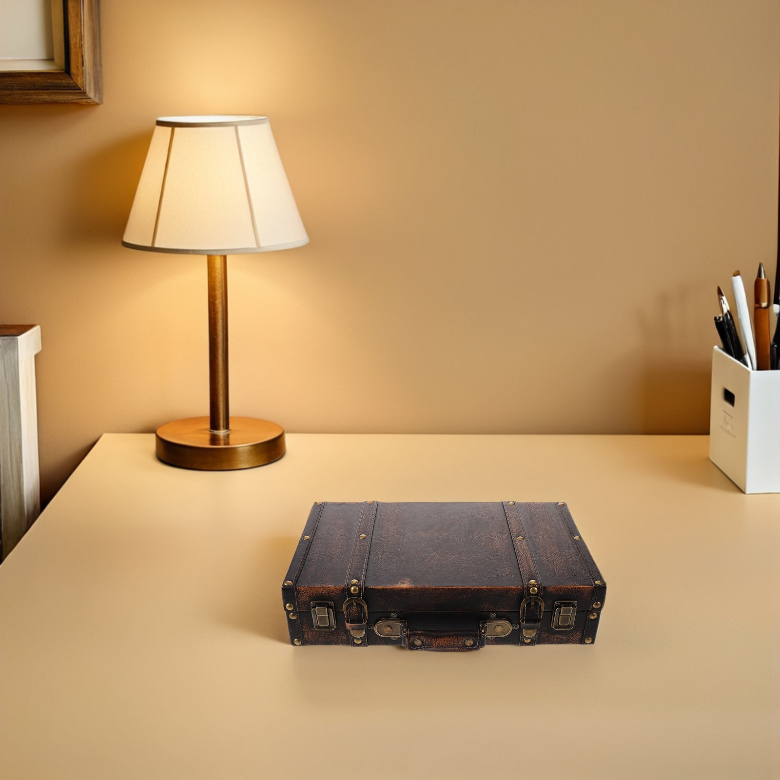 Koper Vintage untuk Properti F - Retro Vintage Trunk Suitcase ulasan dan harga