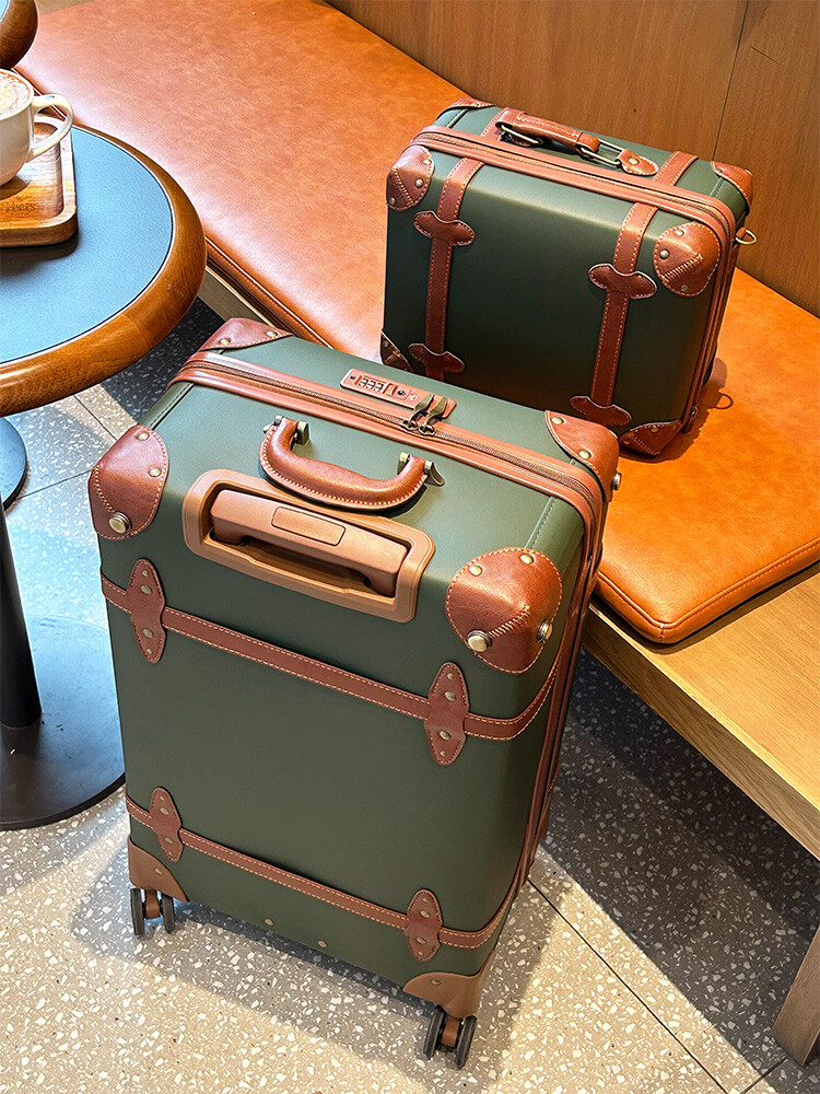 Koper Kulit PU Antik untuk Wan - Retro Vintage Trunk Suitcase ulasan dan harga