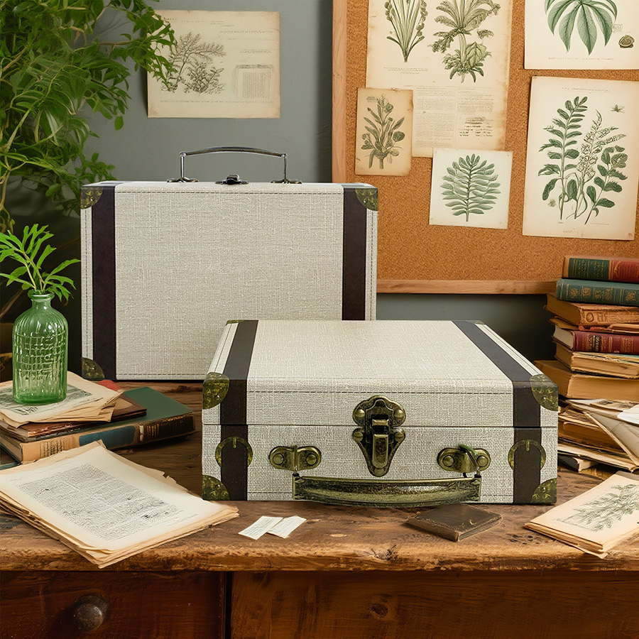 2pcs Kotak Penyimpanan Gaya Ko - Retro Vintage Trunk Suitcase ulasan dan harga