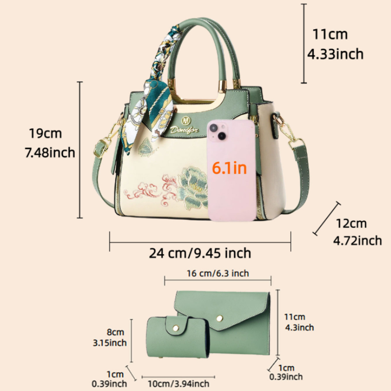 Set tas tangan bordir 3 potong - Wallets ulasan dan harga